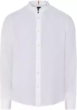 Рубашка BOSS ORANGE с длинными рукавами и изящной вышивкой-лейблом на прорези на манжетах, белый