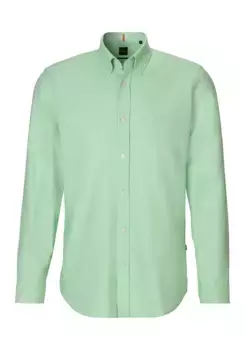 Рубашка BOSS ORANGE с длинными рукавами "Rickert", с вышивкой-лейблом на груди, цвет Open Green347