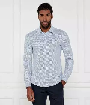 Рубашка Boss P-Roan-Kent Slim Fit с узором, голубой