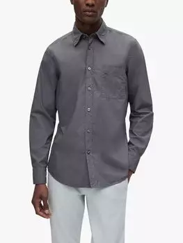 Рубашка BOSS Relegant Regular Fit, окрашенная в готовом виде HUGO BOSS, темно-серый