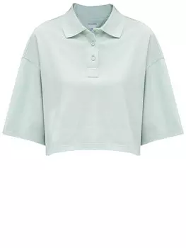 Рубашка Bottega Veneta Cropped polo, светло-синий