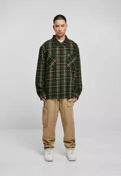 Рубашка BOXY FANE CHECK Urban Classics, бутылочно-зеленый оранжевый