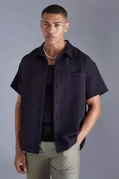 Рубашка boxy smart стрейч Boohoo, черный