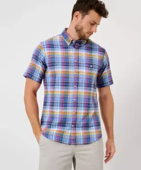 Рубашка Brax с короткими рукавами "Style DAN", синий