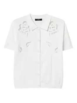 Рубашка бродери-англез с короткими рукавами TWINSET, белый