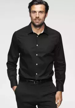 Рубашка Bruno Banani с длинными рукавами, контрастная отделка, черный