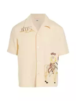 Рубашка Buckaroo с короткими рукавами из бисера Bode, белый