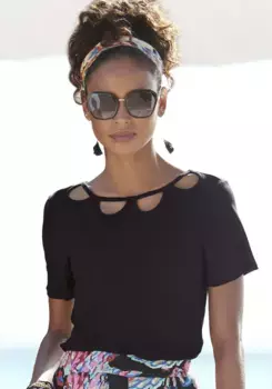 Рубашка Buffalo с короткими рукавами и вырезами спереди, футболка свободного кроя, черный