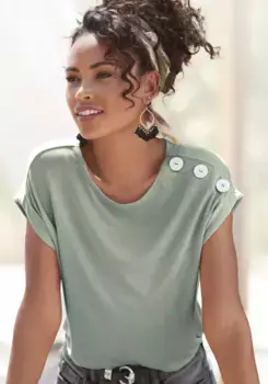 Рубашка Buffalo с короткими рукавами, с декоративными пуговицами, удобная футболка из трикотажа, базовая модель, хаки