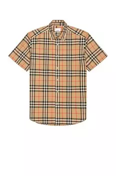 Рубашка Burberry Caxton Short Sleeve Check, цвет Archive Beige