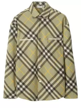Рубашка Burberry Check wool, зеленый