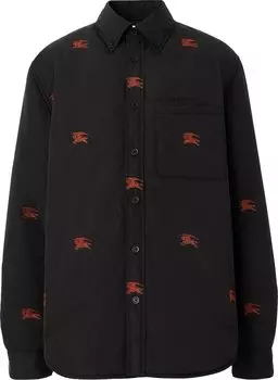 Рубашка Burberry Embroidered EKD Nylon Overshirt 'Black', черный
