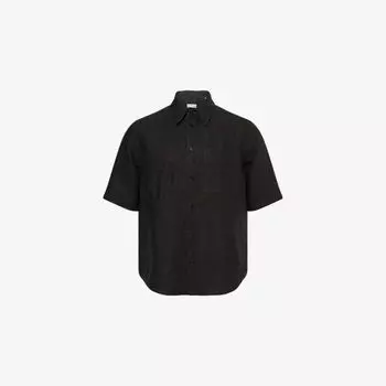Рубашка Burberry из льна с коротким рукавом, черный