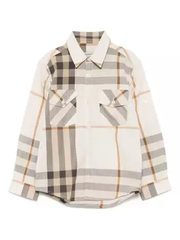 Рубашка Burberry Kids в клетку, коричневый