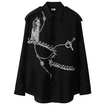 Рубашка Burberry Long-Sleeve Placed, черный