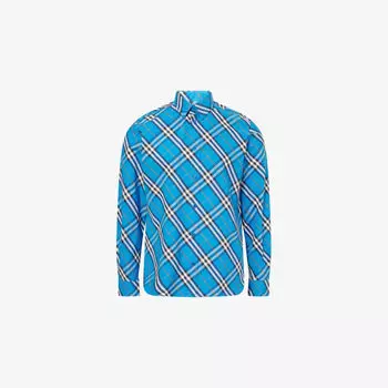 Рубашка Burberry с печатным рисунком и фигурным подолом, синий