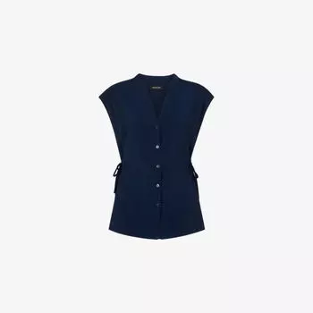 Рубашка Button-down Whistles из ткани с завязками по бокам и пуговицами, синий