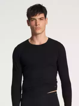 Рубашка CALIDA с длинными рукавами "Cotton Code", с круглым вырезом, черный