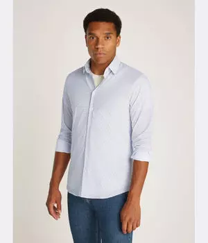 Рубашка Calvin Klein Slim Fit в крапинку, белый / синий