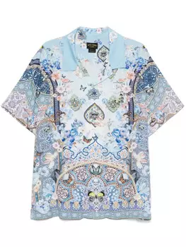 Рубашка Camilla с короткими рукавами и воротником-стойкой, синий