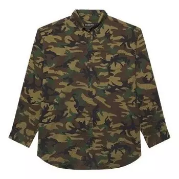 Рубашка camouflage fitted shirt 'green' Balenciaga, зеленый