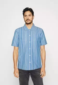 Рубашка CAMP COLLAR SHORT SLEEVES TWO RECTANGULAR CHEST POCKETS SLITS SIDE SEAMS Marc O'Polo, синий