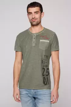 Рубашка CAMP DAVID Henley, хлопок, зеленый