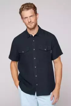 Рубашка CAMP DAVID с коротким рукавом, льняная ткань, синий
