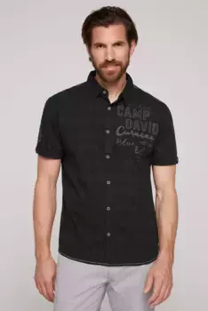 Рубашка CAMP DAVID с короткими рукавами, хлопок, черный