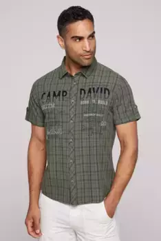 Рубашка CAMP DAVID с короткими рукавами, хлопок, зеленый