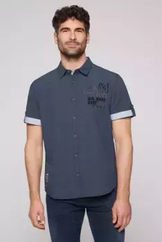 Рубашка CAMP DAVID с короткими рукавами и тонкими полосками, синий