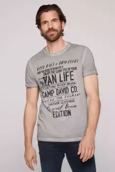 Рубашка CAMP DAVID с круглым вырезом, хлопок, серый