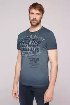 Рубашка CAMP DAVID с круглым вырезом, хлопок, синий