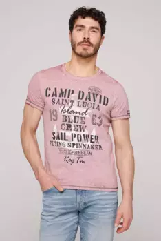 Рубашка CAMP DAVID с круглым вырезом, хлопок, розовый