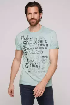 Рубашка CAMP DAVID с круглым вырезом, хлопок, бирюзовый