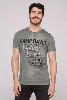 Рубашка CAMP DAVID с круглым вырезом и открытыми краями, зеленый