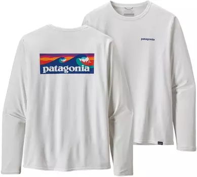 Рубашка Capilene Cool с длинными рукавами и графическим рисунком, мужская Patagonia, белый