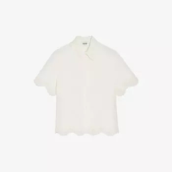 Рубашка Caresse из смесового льна с короткими рукавами и английской вышивкой Claudie Pierlot, цвет naturels