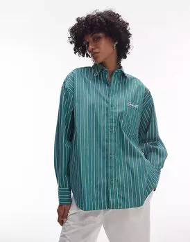 Рубашка Carhartt WIP Grimsby с длинными рукавами и логотипом в зеленую полоску