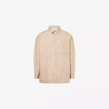 Рубашка Carhartt Wip полосатая хлопковая, коричневый