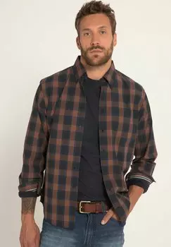 Рубашка CARREAUX AVEC MANCHES LONGUES ET COL POINTES BOUTONNES COUPE MODERN FIT. JP1880, цвет marron fonc