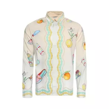 Рубашка Casablanca Cuban Collar Long-Sleeve Shirt, цвет Objets En Vrac