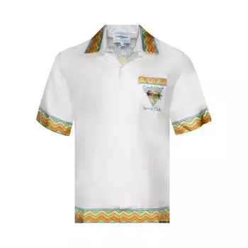 Рубашка Casablanca Cuban Collar Short-Sleeve 'Afro Cubism Tennis Club', белый