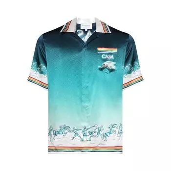 Рубашка Casablanca Short-Sleeve Cuban Collar Shirt, цвет La Deesse Du Stade