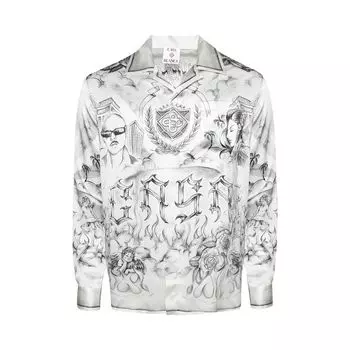 Рубашка Casablanca Tattoo Silk Shirt 'White', белый
