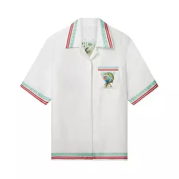 Рубашка Casablanca x Caviar Kaspia с кубинским воротником, цвет Белый