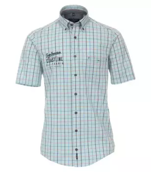 Рубашка CASAMODA с короткими рукавами "Повседневная рубашка CASAMODA с короткими рукавами в клетку ", бирюзовый