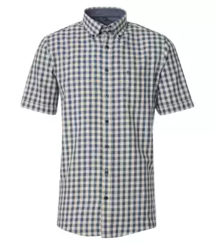 Рубашка CASAMODA с короткими рукавами "Повседневная рубашка CASAMODA с короткими рукавами в клетку ", бежевый