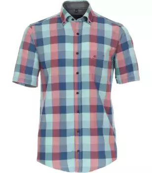 Рубашка CASAMODA с короткими рукавами "Повседневная рубашка CASAMODA с короткими рукавами в клетку ", бирюзовый