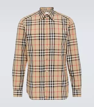 Рубашка caxton в клетку из хлопка Burberry, бежевый